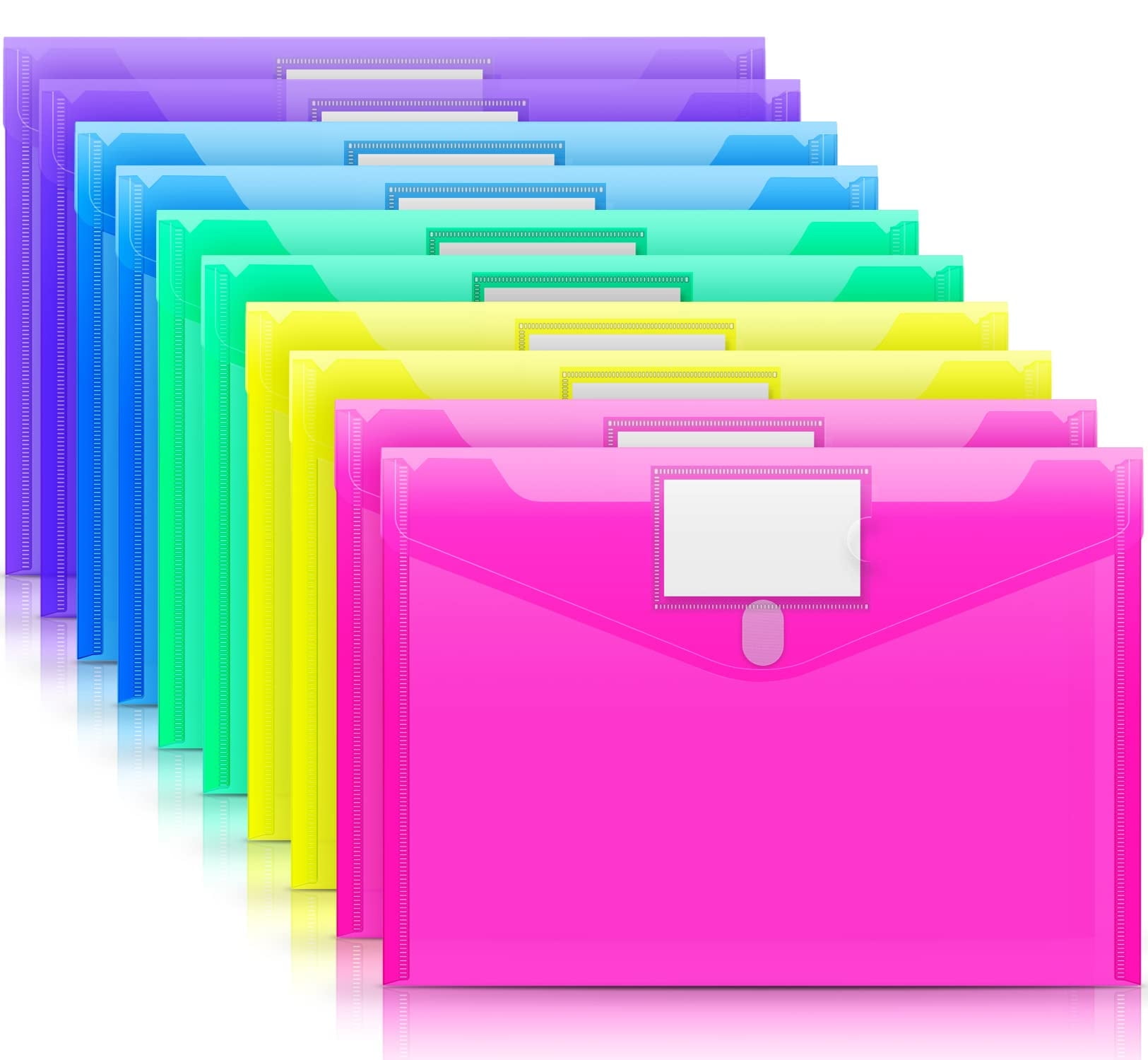 

10 plastic envelopes, polyethylene envelopes, transparent folders, folders, US letter A4 size folders with labeled pockets 10pcs