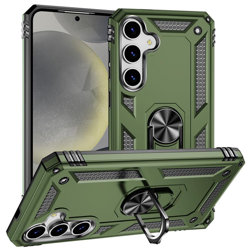 For Samsung Galaxy S25 S25+ S25Ultra Case Shockproof Armor Car Magnet Ring Silicone Phone Case Stand Holder Back Cover