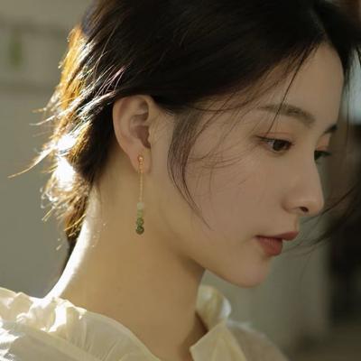 The Retro Temperament of the Person In the Picture Gradually Changes Hetian Jade Stud Earrings, Niche Earless Earrings, Ear Clips To Prevent Painles