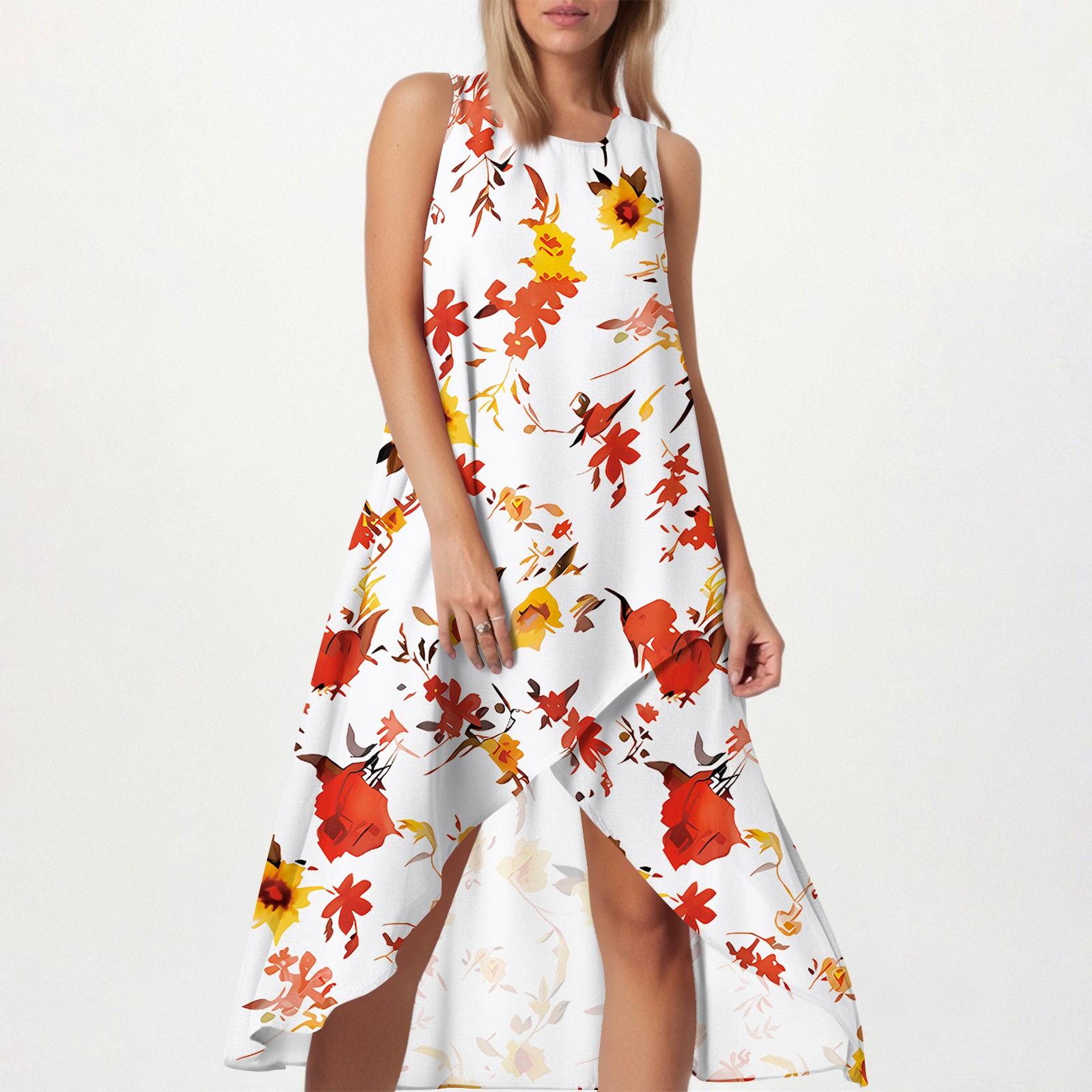

Women s Loose Casual Fashion Square Round Neck Solid Color Dress Beach Skirt Slit Side Sleeveless Cotton And Linen Skirt M червоний