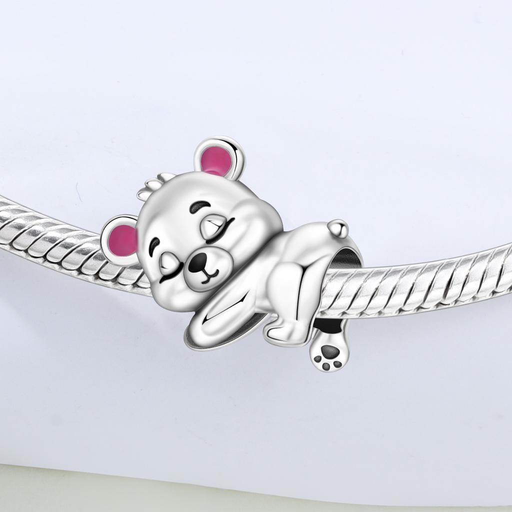 Copper Sleeping Teddy Bear Animal Beads Original Pendants Bracelet Charm Jewelry Party Diy Trendy Gifts