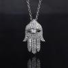 Fatima'S Hand Hiphop Micro-Inlaid Zircon Pendant Necklace Jewelry Sweater Chain