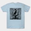 Men Black Print T-shirt Raven Perch No-Cut Transfer Paper Print Cotton Tshirt