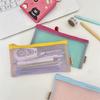 Simple Transparent Zipper Pencil Case Mesh Cosmetic Storage Bag Clear Stationery Bag Nylon Makeup Pouch Portable Travel Handbag