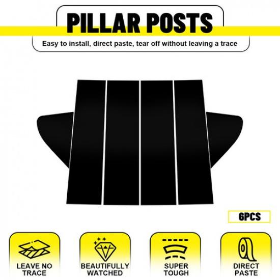 For -2024 Chevrolet Silverado 1500 Black Pillar Post Window Door Trim Cover