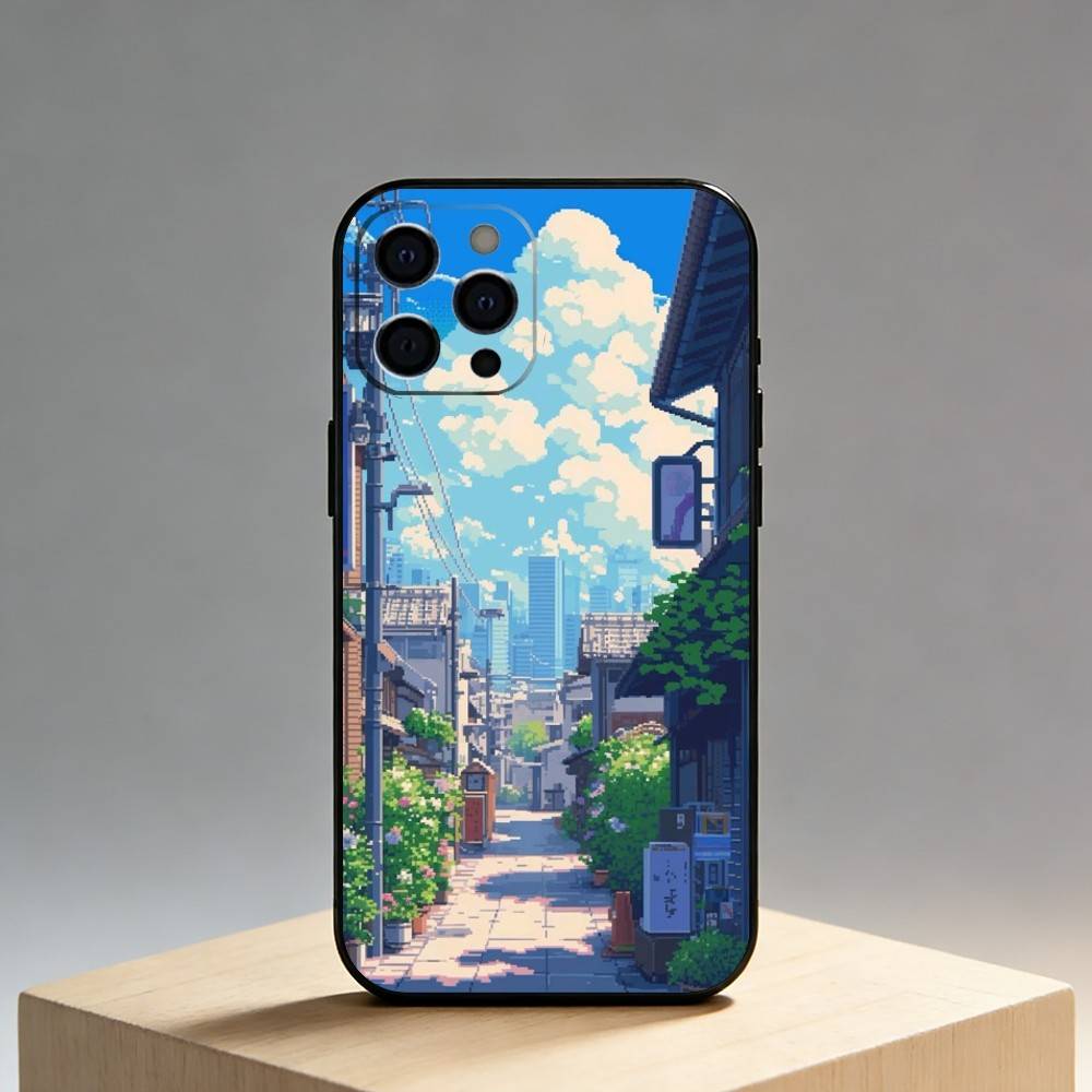 Japan Showa Era Phone Case For iPhone17,16,15,14,13,12 Plus,Max Soft Silicone Black Cover