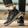 Men's High-top Casual Leather Shoes Handmade Plush Shoes Casual Shoes Autumn and Winter Plus Size 39-47