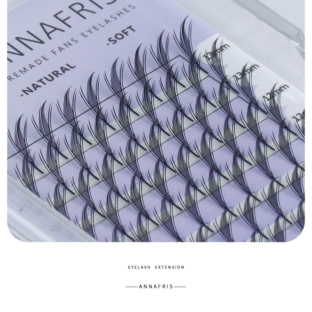 

ANNAFRIS Аниме Комикс Спираль Наращивание ресниц Готовые пучки Натуральный Кашемир Манга Накладные ресницы Натуральные Мягкие Перьевидные Форма Птерис Ресницы Petris 0.07mm D 8-15mmMix чёрный