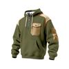 Men's Winter Color Blocked Button-Down Collar Multi-Pocket Hoodie Men's Sports Plus Size Casual Sweatshirt