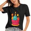 Birthday Cake Unisex Cotton T Shirt, Premium Cotton Quality Print, Durable, Casual Fashion. Sweet Treat, Candle, Stars, Strawberry, And Orange Slice G