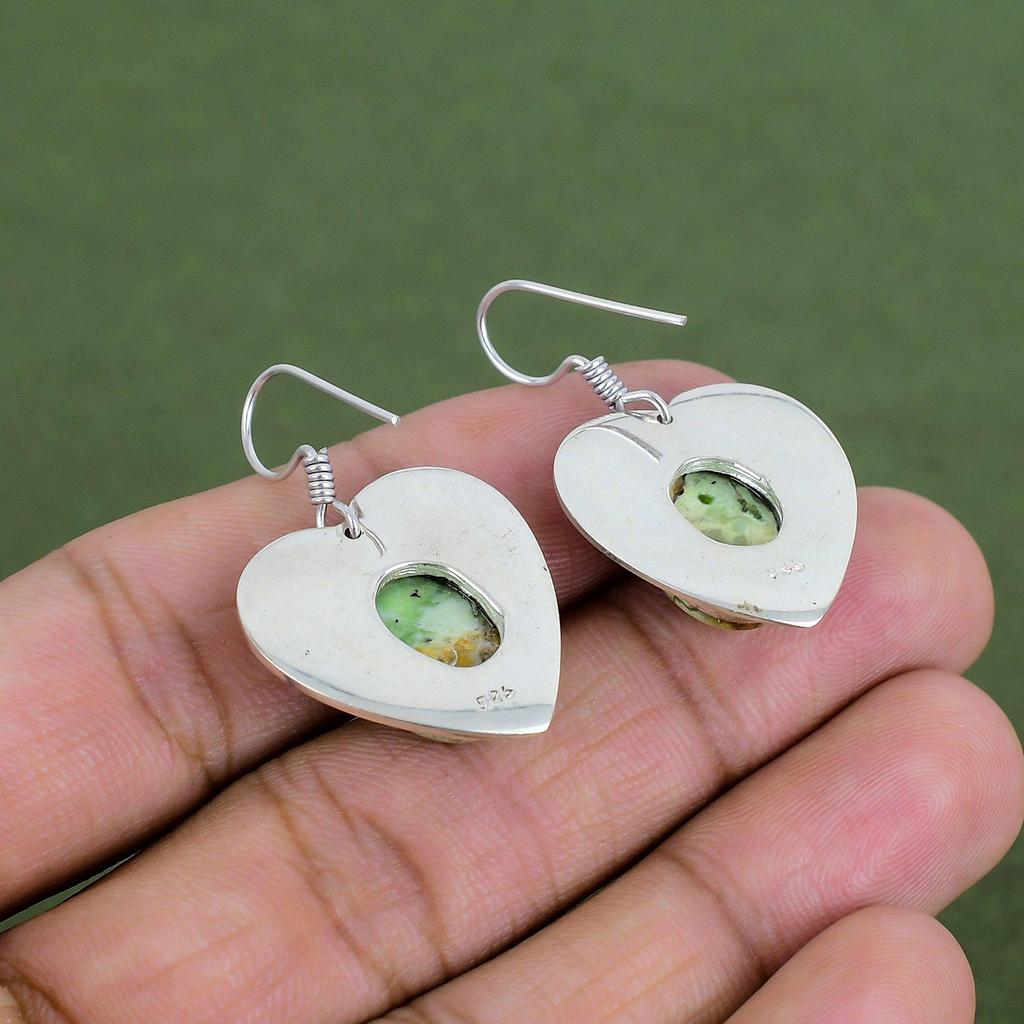 Australian Chrome Chalcedony Earring 925 Sterling Silver Earring Natural Gemstone Jewelry Handmade Earrings Gifts For Mother Antique Jewelry
