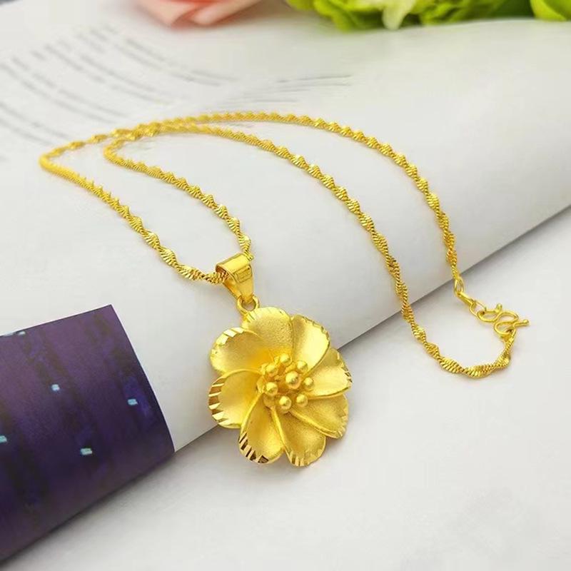 Colar Girassol: Corrente de Clavícula Dourada Ondulada Dupla com Pingente de Flor - Presente Perfeito de Qixi para Namorada