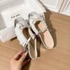 Flats Women's 2025 French Retro Lace Mary Jane Shoes Spring/summer New Shallow Mouth Inner Height Increase Half Drag Women Shoes