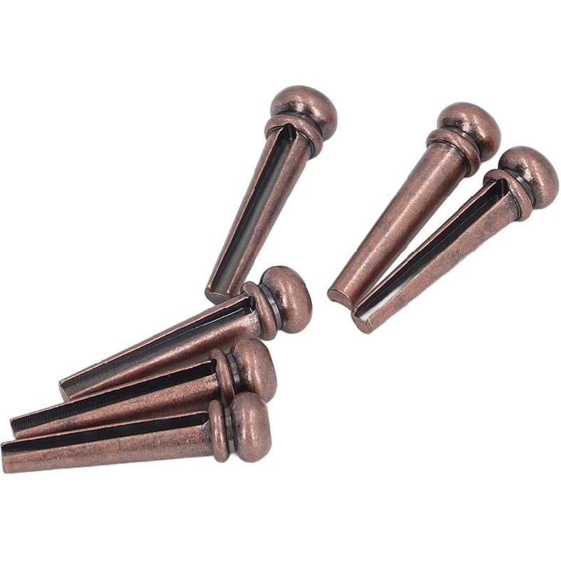 Guitar Bridge Pins,6PCS Guitar Bridge Pin Copper Acoustic Guitar Bridge Pins Peg Replacement for Repairing (Antique Bronze)