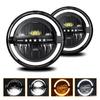 2 Pack Round LED Headlights, 7 Inch Headlamps with White High Low Beam, Amber Turn Signal, DRL, for Cars, Trucks,