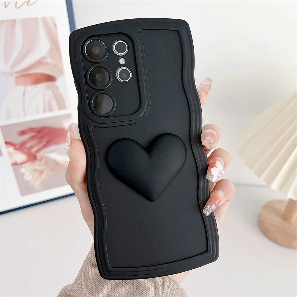 Capa de Celular Fashion 3D Grande Amor Silicone Líquido Para Samsung Galaxy S22 S23 S21 S20 FE Plus S24 Ultra A52 A53 A54 A34 A25 A50 A15 Capa à Prova de Choque