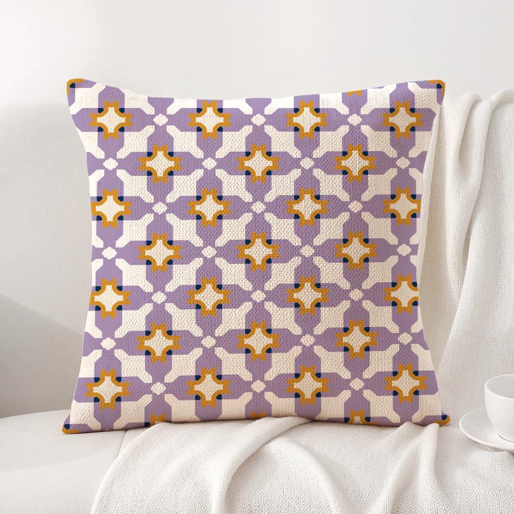 Abstract Houndstooth Pattern Cushion Cover Natural Linen Organic Fabric DoubleSided Printing Sofa Home Decor Gift Pillow Cover