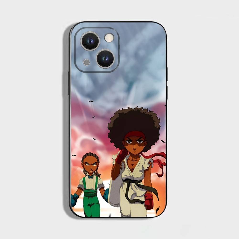 Cartoon The B-Boondocks Phone Case For iPhone 16,15,14,13,12,11 Plus,Pro Max,XS,X,XR,SE,Mini,8,7,Soft Silicone Black Cover