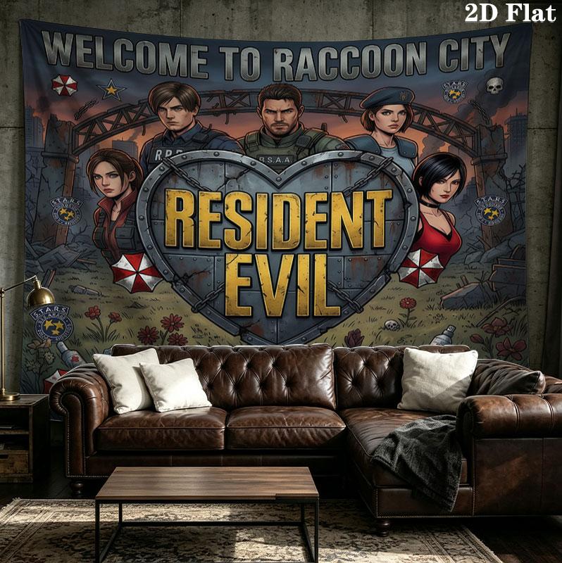 Resident Evil Wall Tapestry Aesthetic Wall Hanging Printed Fabric Blanket Decorative Tapestries For Bedroom Living Room Home Decor