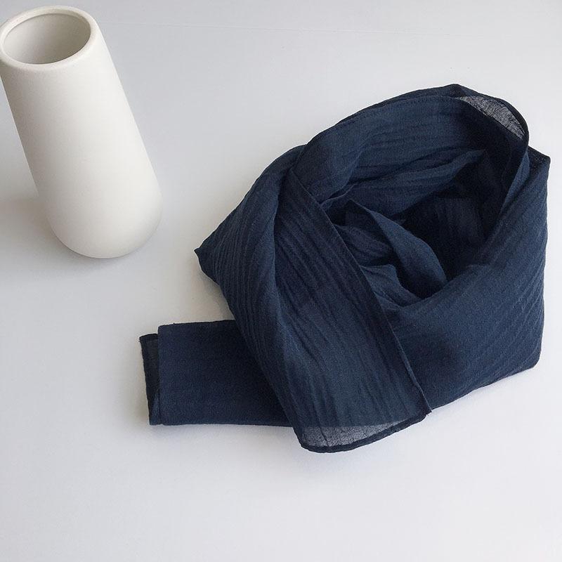 30x220cm Spring And Summer Retro Wrinkle Scarf Narrow Long Design Solid Color Pure Linen Scarves Lenghten Scarf For Women