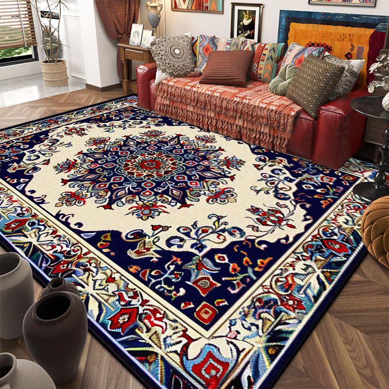 Retro American Style Persia Carpet Living Room Decoration Coffee Table Area Floor Mat Non-slip Bedroom Cloakroom Washable Rugs