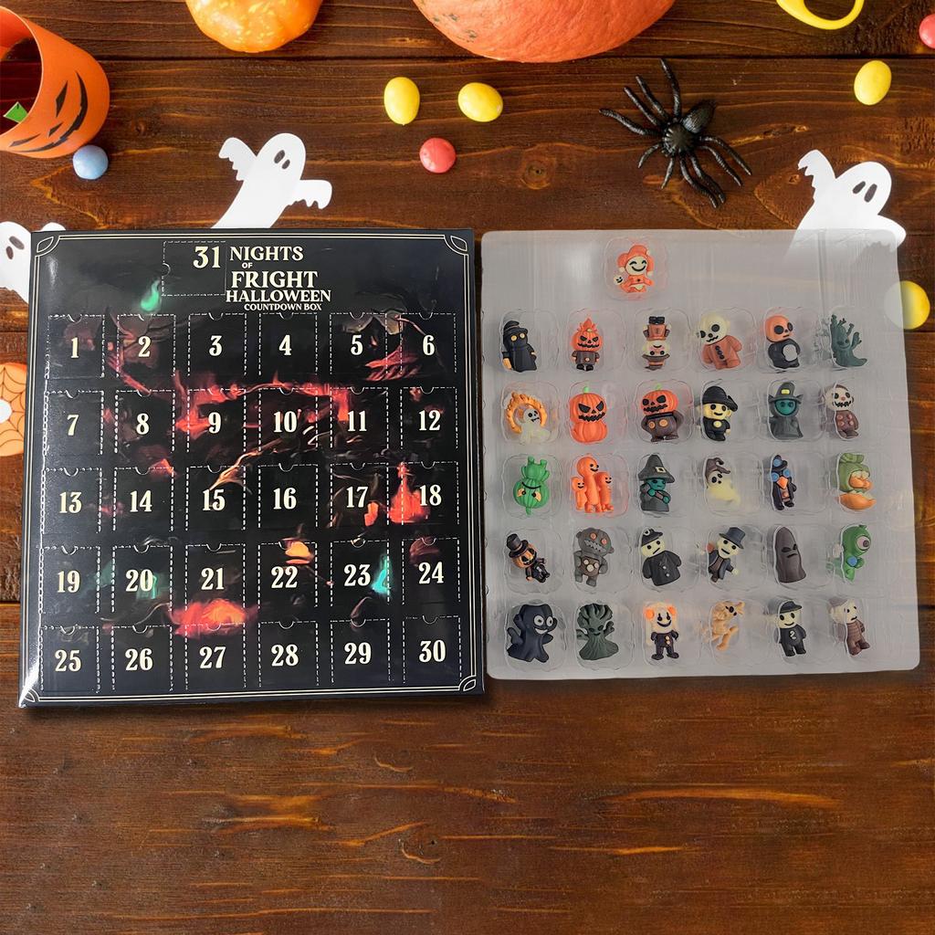 2025 Halloween Adventskalender 7/15/31-Tage Halloween Countdown Kalender mit Sammel-Gruselfiguren Geschenkbox Halloween Geschenk