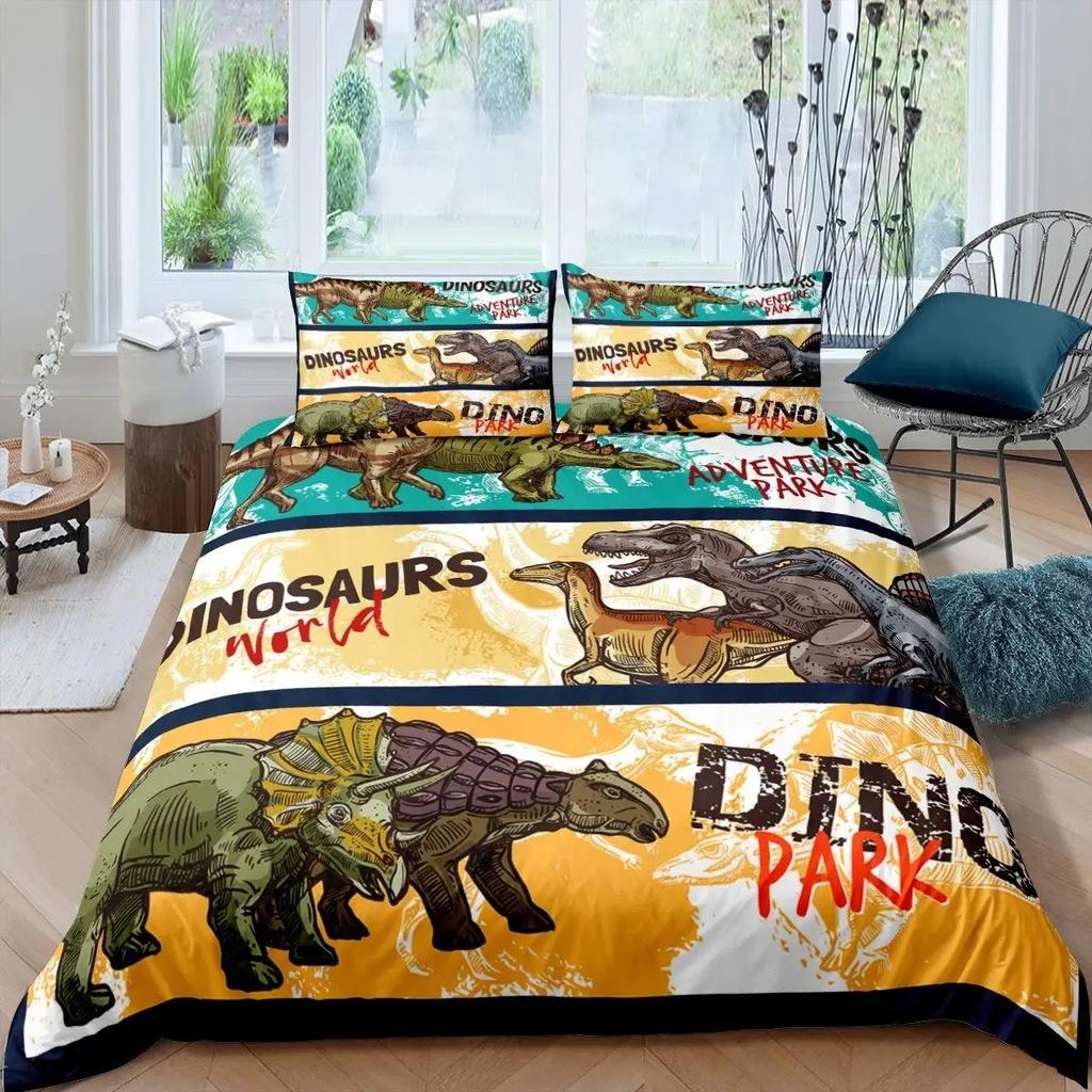 Cartoon Cute Duvet Cover Boy Bedding Set Dinosaur Duvet Cover Set Dino Comforter Cover Set Soft Dinosaur Animal Teen Bedroom Set