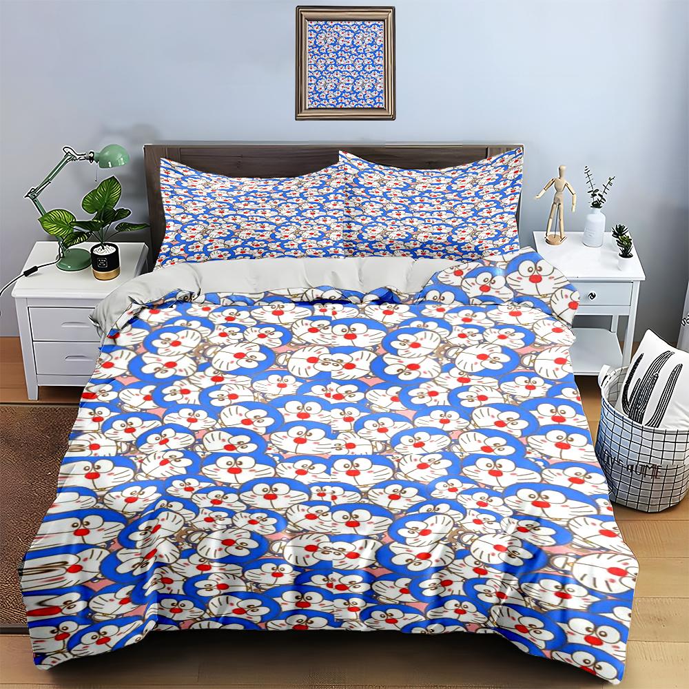 Blue cartoon faces. Bedding Duvet cover sets Duvet covers Pillowcases gifts (1 * Duvet Cover 2 * Pillowcases, without duvet insert)