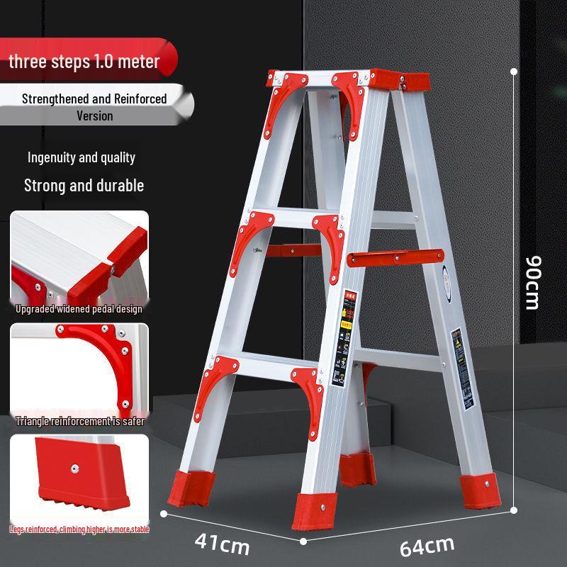 Portable Aluminum Multifunctional Herringbone Ladder - Folding, Non-slip, and Thickened Design for Household and Outdoor Use.