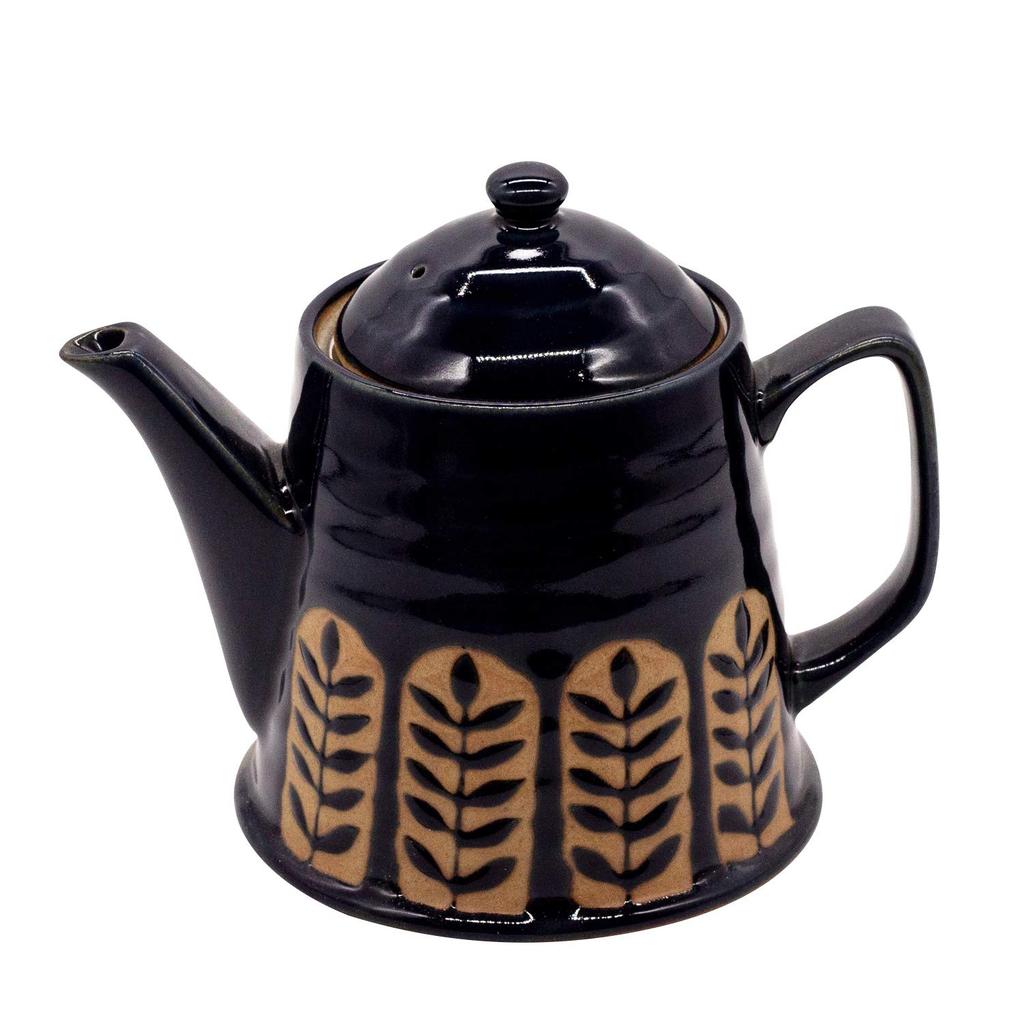 Mino Ware Pot, Approx. 450ml, Laurel Design, Navy Blue, Made In Japan, 500-07