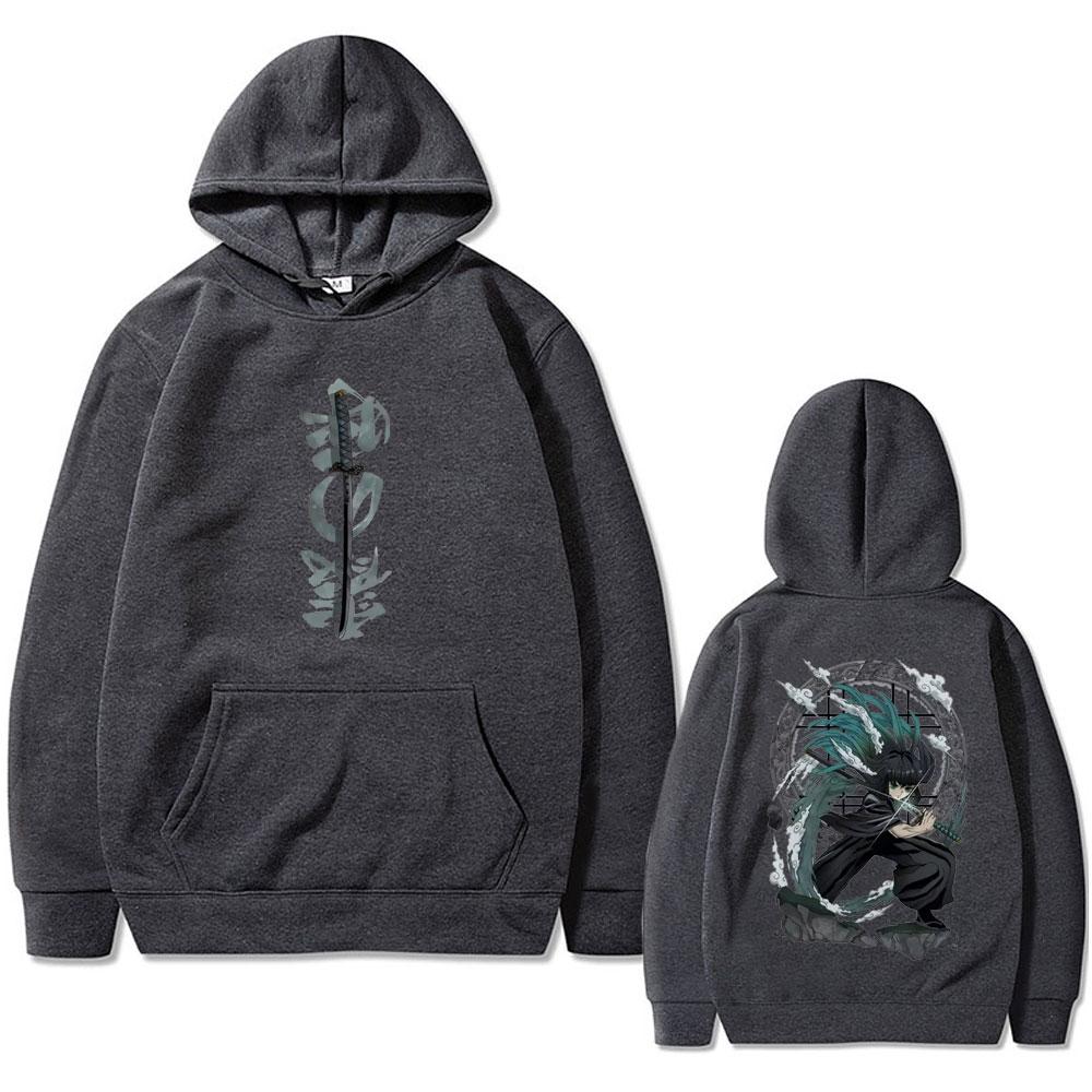 Anime Demon Slayer Tokitou Muichirou Graphic Hoodie Men Women High Quality Fleece Pullover Male Vintage Oversized Hoodies