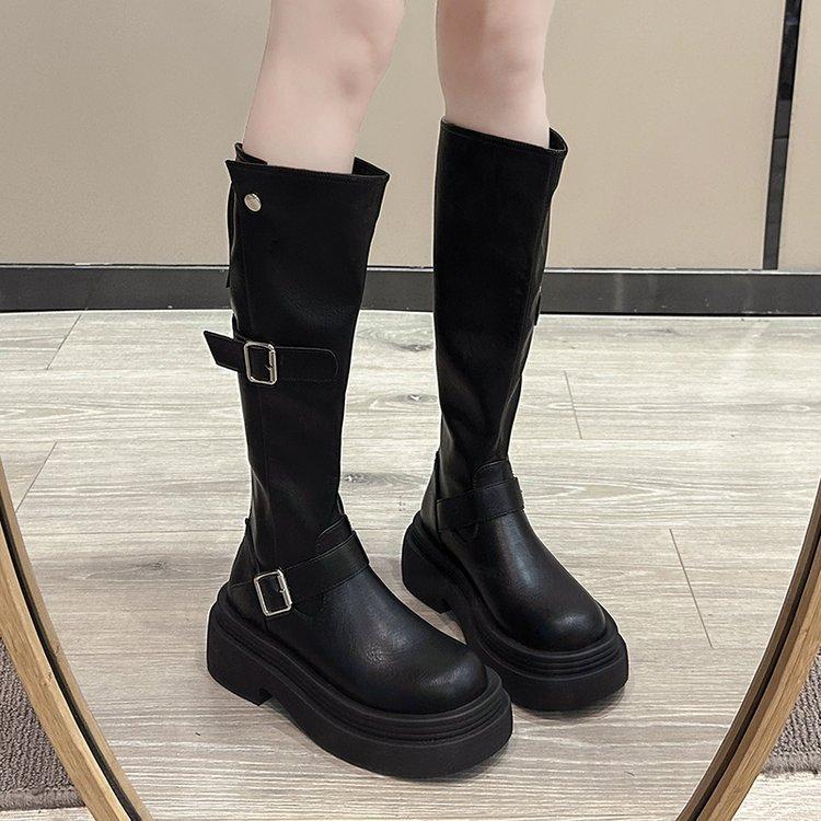 

[youshilai] thick-soled thick-heeled knight boots 2025 autumn and winter new fashionable versatile but knee boots 35
