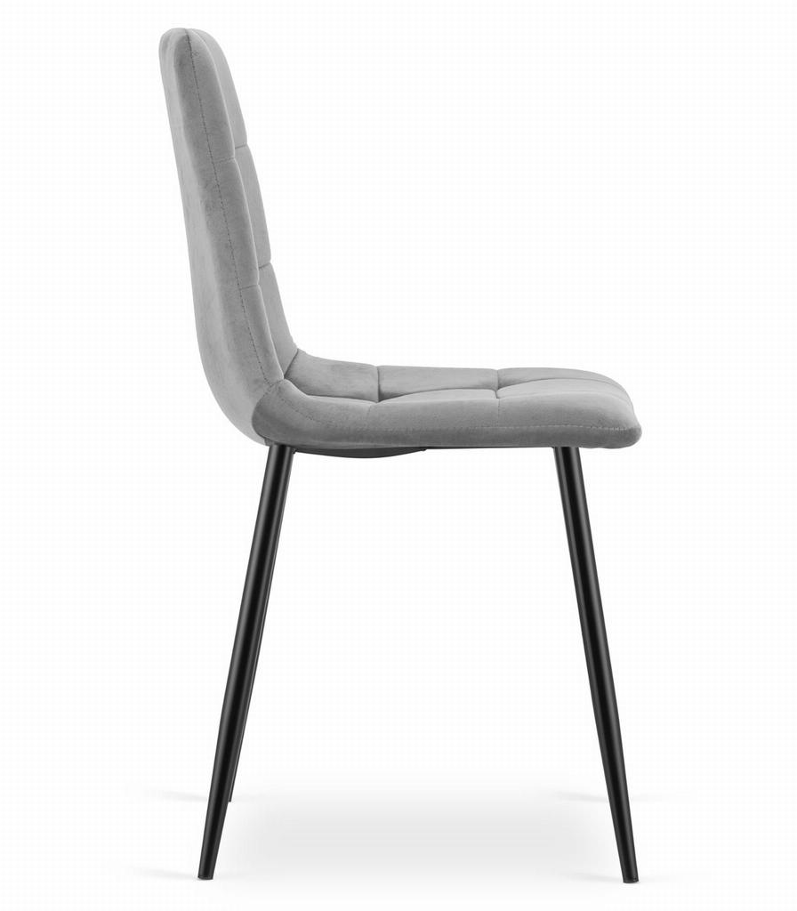 KARA Chair - Light Gray Velvet / Black Legs X 2
