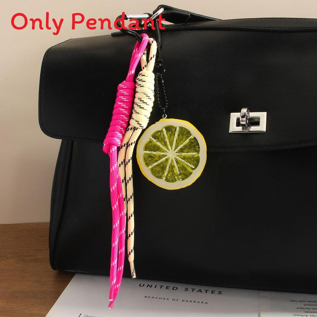 Miu Unique Fruit Lemon Keyring With Craft Resin Material For Backpack And Purse Decor
