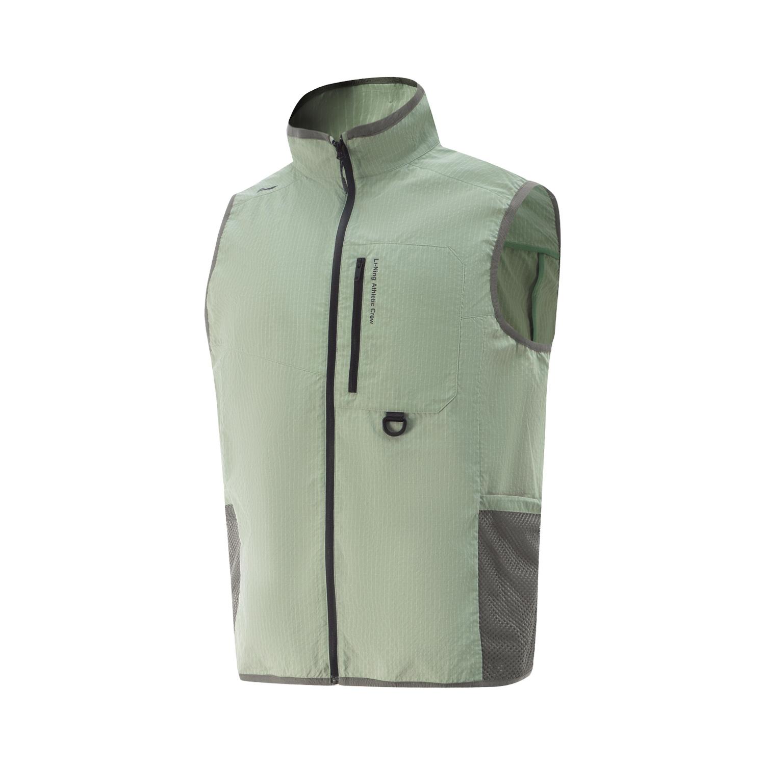 

Li Ning Удобный воротник-стойка на молнии Простой Универсальный Свободный Дышащий Жилет Мужской жилет Бобово-зеленый AMDV083-2 S