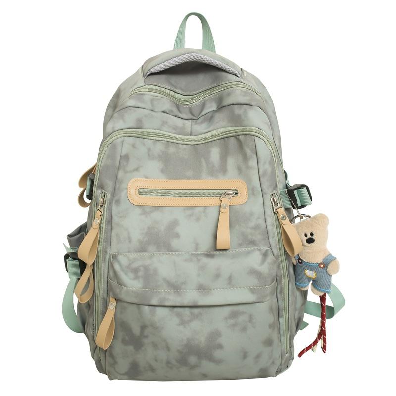 

Летний новый рюкзак в американском стиле хай-стрит с высокой ценностью, тай-дай, студенческий, большой вместимости, универсальная сумка на двойном плече зелёный