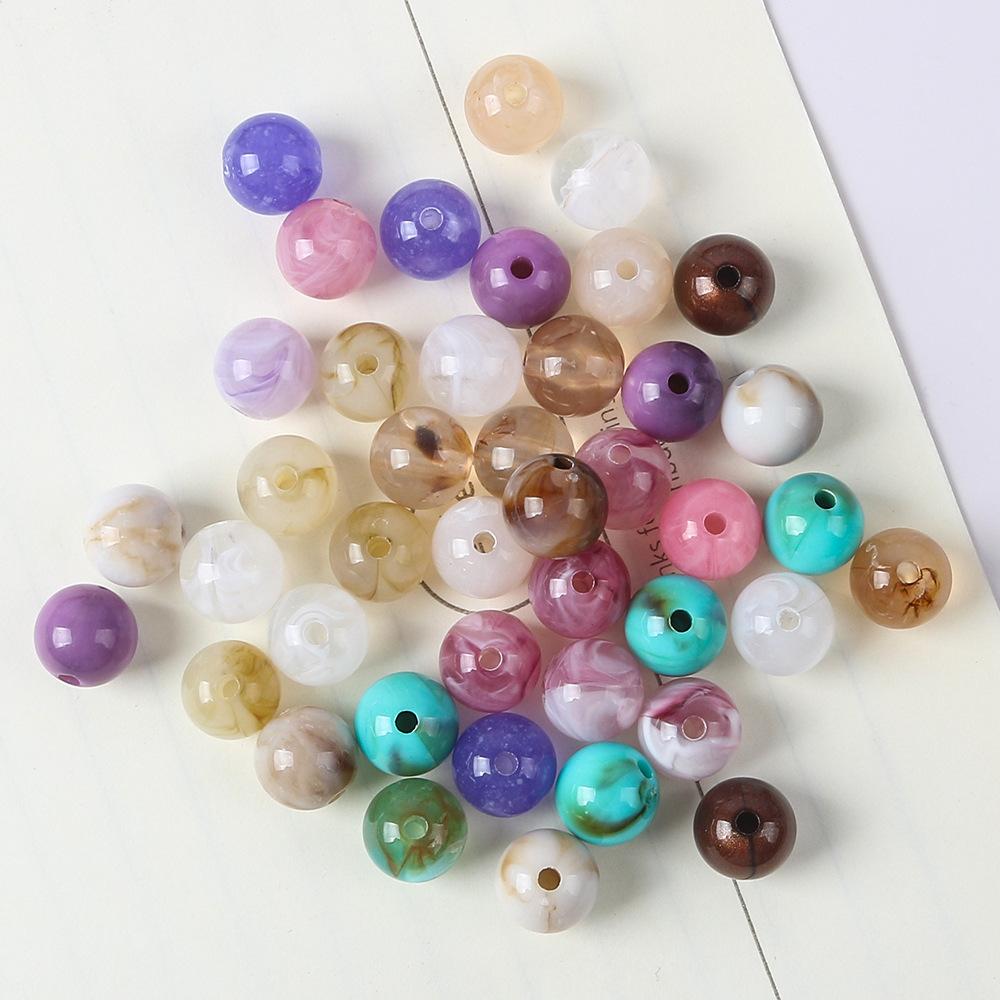 6-12Mm Imitation Natural Stone Acrylic Round Beads Loose Beads Diy Bracelet Necklace Jade Beaded Bracelet Jewelry Accessories