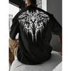 Europäische Größen [Gothic T-Shirt] Dunkles Gothic Geometrisches Print-T-Shirt | Herren Sommer Freizeit-T-Shirt mit normaler Passform