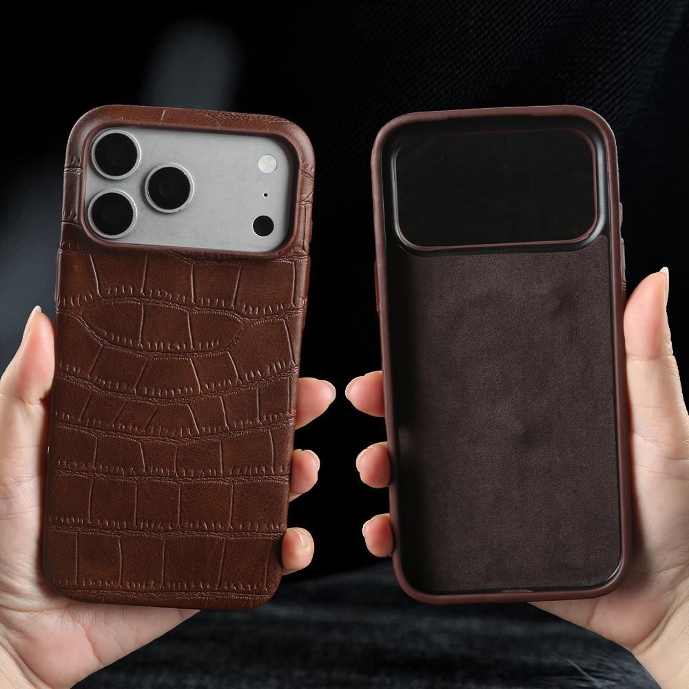 Premium Crocodile Leather Case For Iphone 17 Pro Max 16 14 15 Plus 16e 13 12 Mini 11 7 8 XR X XS Max Air Phone Case Back Cover