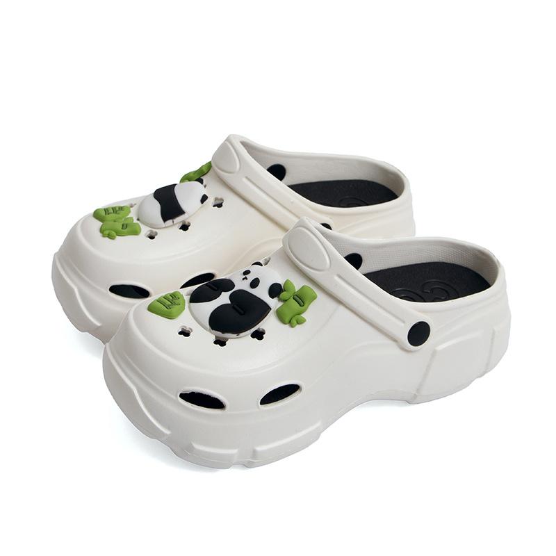 Women's high-heeled hole shoes, new summer models, thick-soled and breathable outer wear, two muffin and non-slip beach cool slippers.