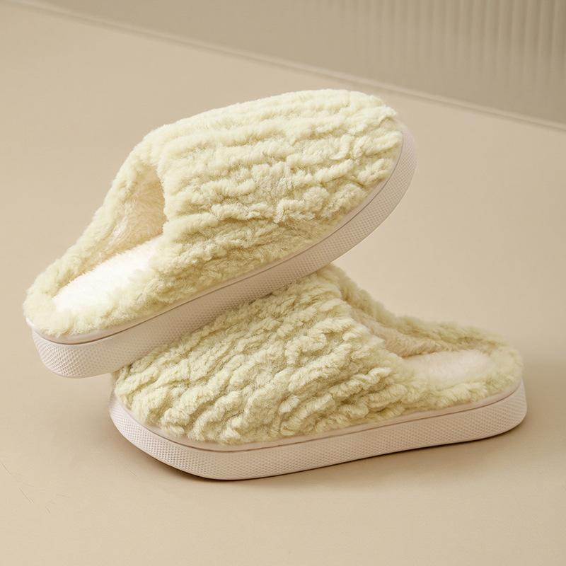 New Cross Plush Cotton Slippers Women's Autumn and Winter Non-slip Indoor Home Thick Bottom Warm Cotton Drag Men's