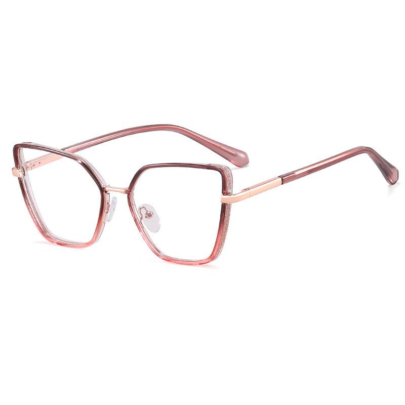 TR90 Anti Blue Light Cat Eye Reading Glasses Women Spring Metal Frames Ultralight Presbyopia Eyeglass Glitter Computer Glasses