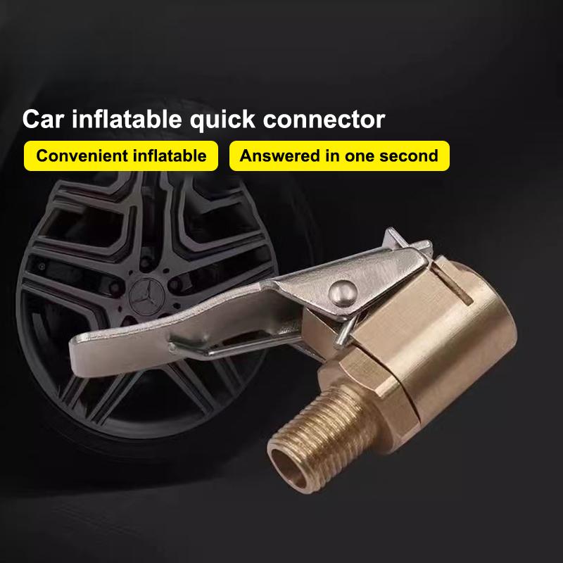 Brass Locking Nozzle Adapter 2PCS Tire Air Chuck Clip Durable Inflation for Car Motorcycle Bicycle Use