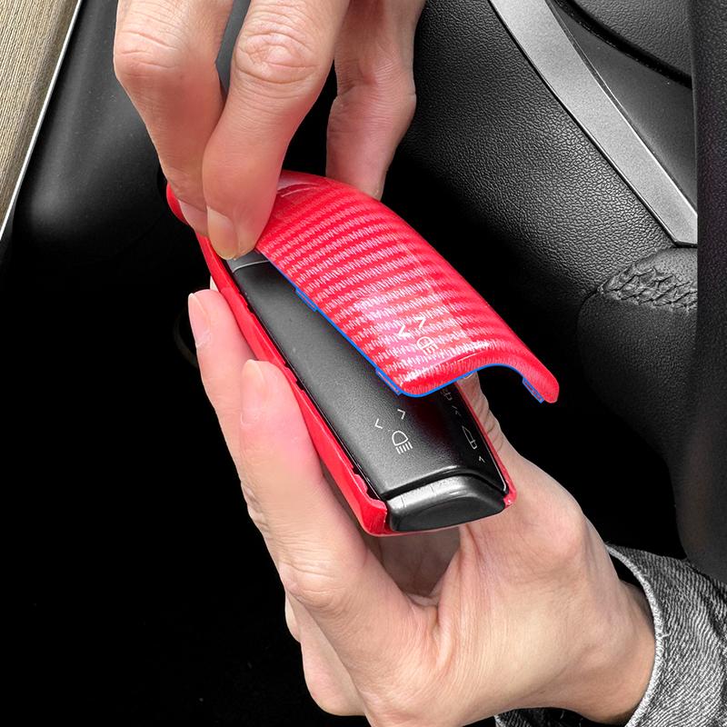 2PC Carbon Fiber Steering Wheel Whift Protection Cover For Tesla Model 3 Model Y ABS Car Column Shift Knob Cover Decor For Tesla