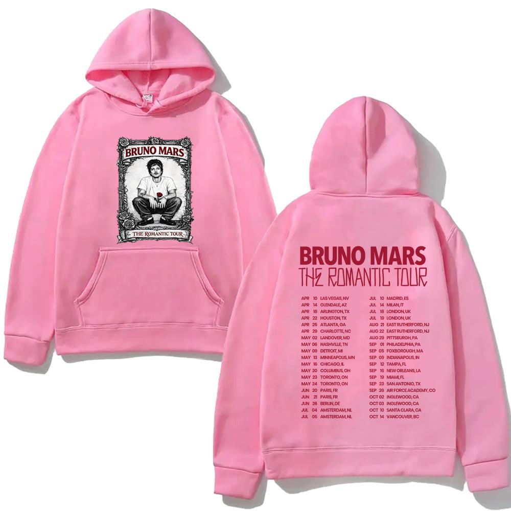 Bruno Mars Romantic Tour Hoodie Pop Soul Concert Hooded Retro Music Fan Merch  Tour Outfit  Autumn/Winter Clothing Fleece Hooded Mens womens clothes
