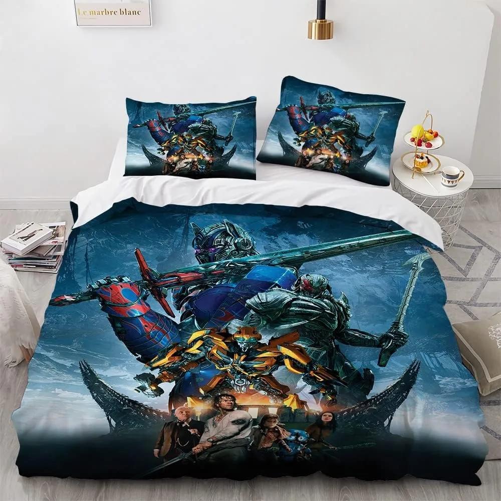 Popular Duvet CoverTransformers Theme , Microfibre Bedding Sets, with Zip Room Decor for Teenagers Adult Duvet Cover 3-Piece