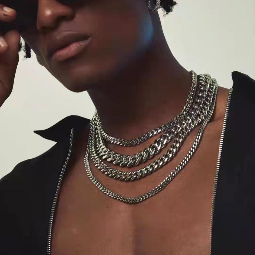 Unisex Hip-Hop Cuban Chain: Stainless Steel & Titanium Necklace