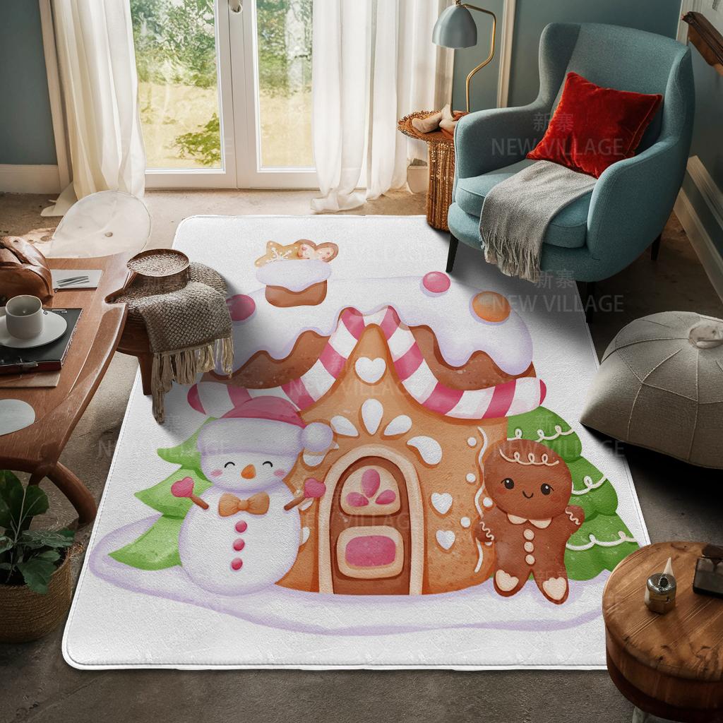 House Entrance Carpet Home Door Mat Living Room Bath Foot Bathroom Non-slip Water Absorption Rugs Bath Merry Christmas Winter