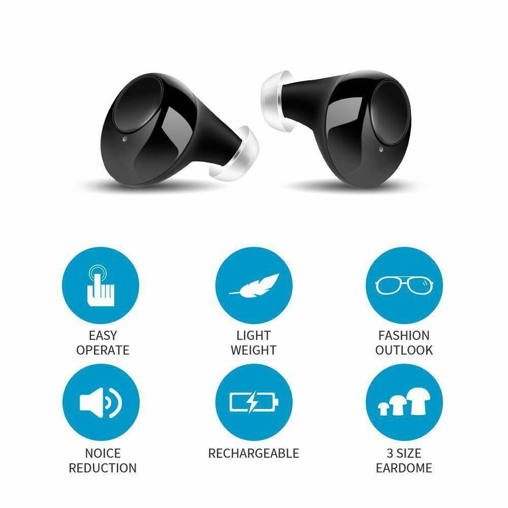 1 Pair Invisible Digital Audiphone CIC Sound Enhancer Professional Voice Amplifier Mini Rechargeable Hearing Aid