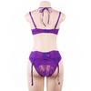 Large size erotic underwear bra set garter belt eyelash lace perspective